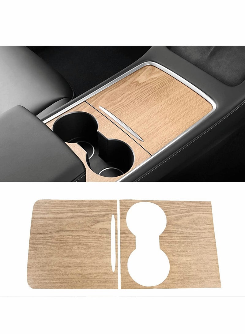SYOSI Model Y Wood Center Console Wrap for Tesla Model 3 Model Y 2021 2022 Protective Tesla Model 3 Console Cover Kit Interior Decoration with Installation Tools Wood Grain - Image 1