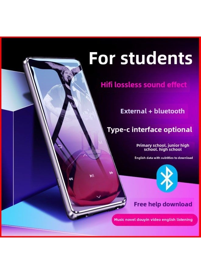 Bluetooth Mp3 Player Student Edition Music Walkman Mp4 Screen Novel P3 Songs Mini Mp5 More Than Room-Body Color:Metal Touch Version 【with Bluetooth】 Pink✦-Memory Capacity:128g Memory 【comes With A F - Image 2