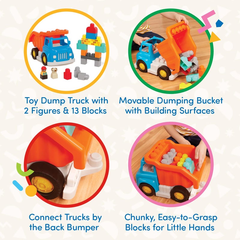 Battat â€“ Large Building Blocks â€“ 80 Colorful Pieces â€“ 8 Wheel Bricks â€“ Zippered Storage Bag â€“ 12 Months + â€“ Bag o' Blocks - Image 3