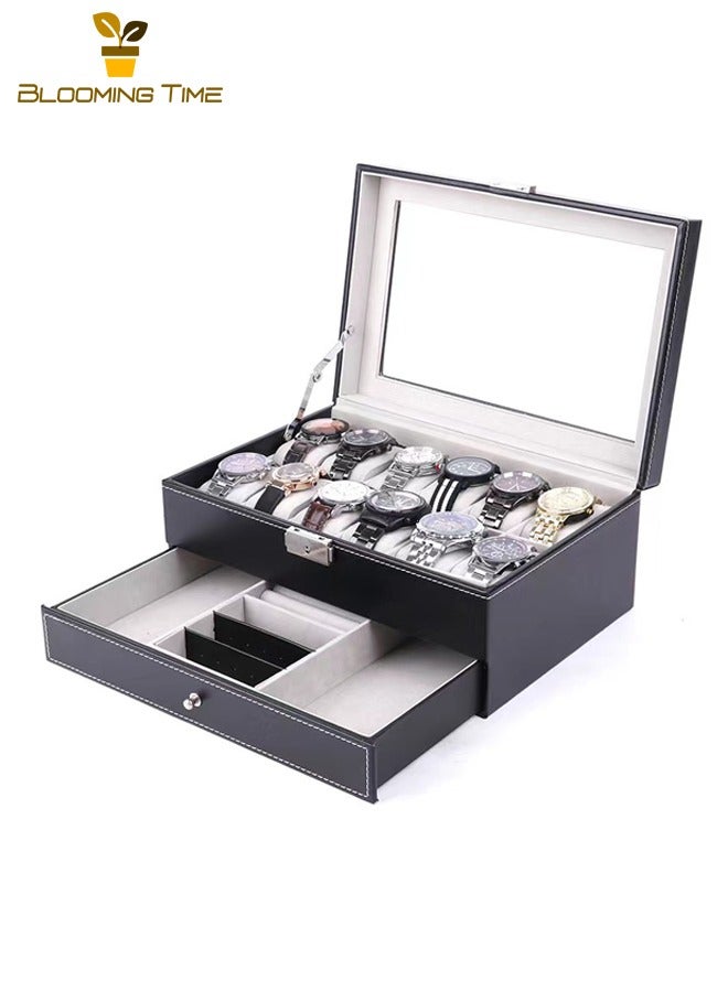 بلومنغ تايم طبقة مزدوجة الراقية الجلود ووتش مربع ، متعددة الوظائف ووتش عرض مربع ، الرجعية الأعمال ووتش تخزين مربع - Image 1