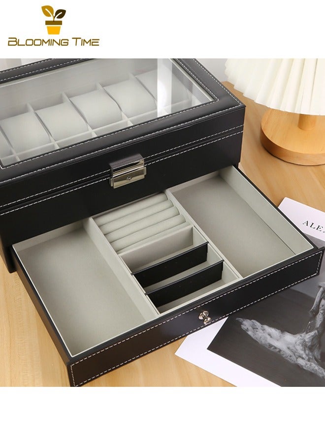 بلومنغ تايم طبقة مزدوجة الراقية الجلود ووتش مربع ، متعددة الوظائف ووتش عرض مربع ، الرجعية الأعمال ووتش تخزين مربع - Image 3