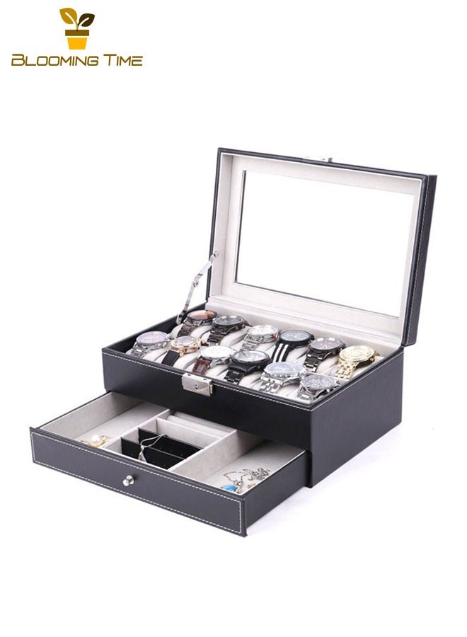 بلومنغ تايم طبقة مزدوجة الراقية الجلود ووتش مربع ، متعددة الوظائف ووتش عرض مربع ، الرجعية الأعمال ووتش تخزين مربع - Image 5