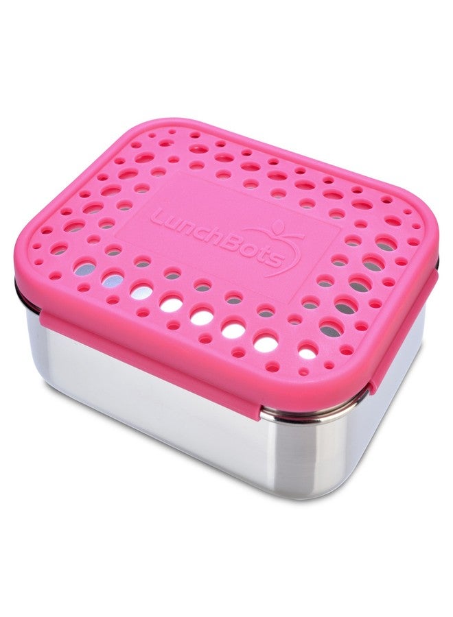 LunchBots Medium Uno Stainless Steel Sandwich Container - Open Design for Wraps - Salads or a Small Meal - Eco-Friendly - Dishwasher Safe and BPA-Free - Pink Dots - Image 2