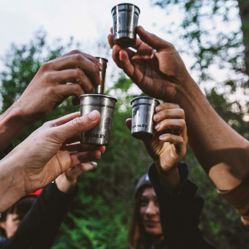 Stanley Stanley Adventure Nesting Shot Glass Set, 4 Stainless Steel Shot Glasses with Rugged Metal Travel Carry Case, Camping Gifts, Hammertone Green, 2oz  - Image 5
