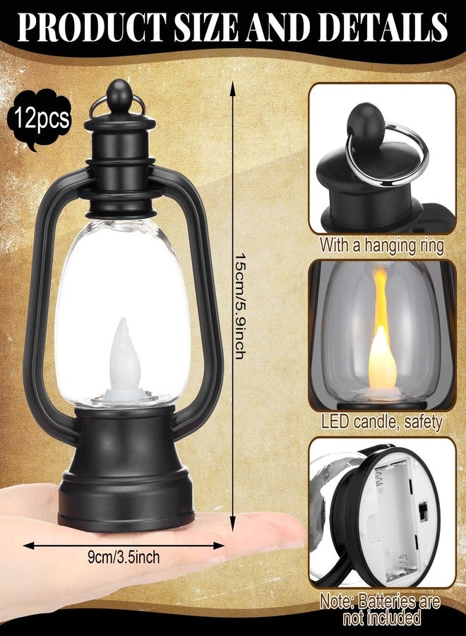 Ferraycle 24 Pcs Mini Lantern Decor 4 Inch Western Lantern Table Centerpiece Small Vintage Camping Hanging Lamp Ornaments Bulk for Cowboy Cowgirl Wedding Halloween Christmas (6 Inch,Black) - Image 3