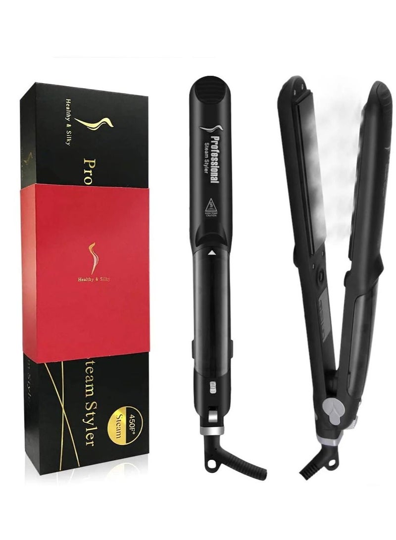 DubaiGallery Professional 450F Ceramic Vapor Steam Hair Straightener With Argan Oil Infusion Steam Flat Iron Ceramic Vapor Fast Heating Iron  - Image 3
