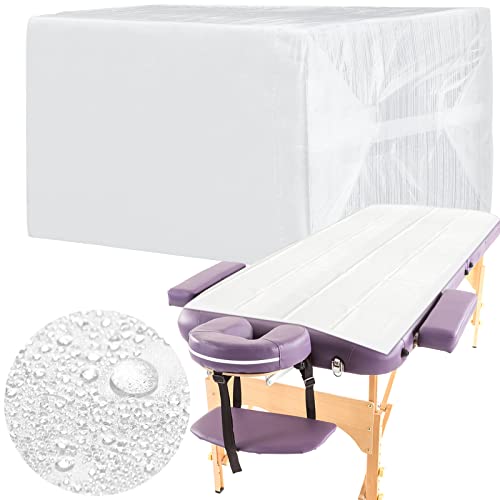 Breling 100 Pieces 31 5 x 71 Inch Disposable Bed Sheets Massage Table Sheets Nonwoven Spa Fabric Waterproof Bed Cover Oil Proof Breathable Accessories for Spa Beauty Salon Hotels TattoWhite
