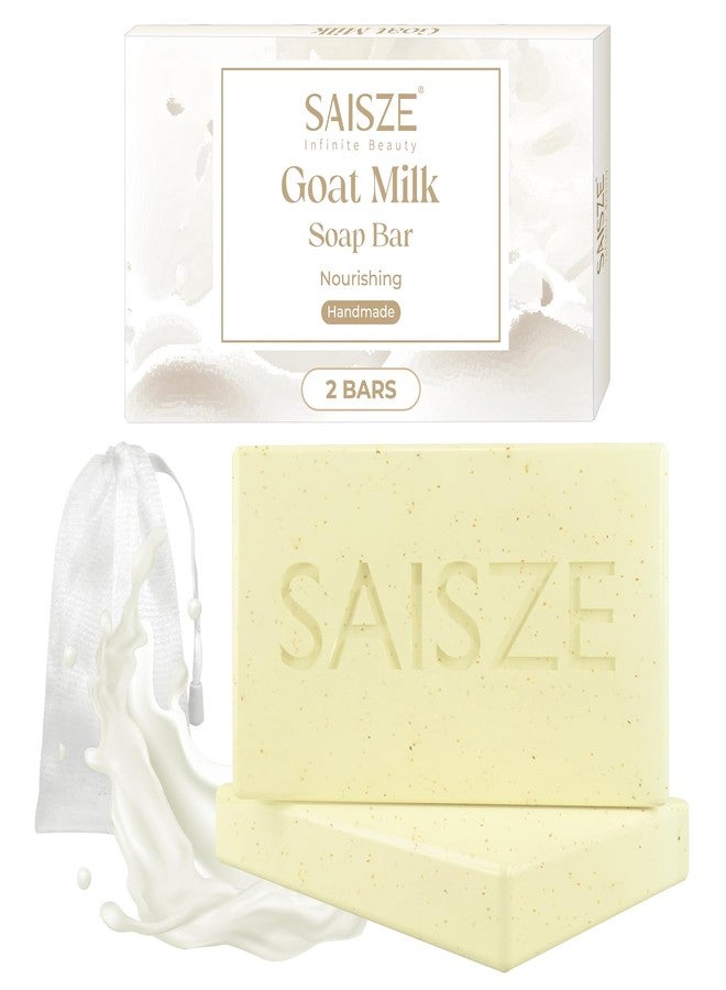 SAISZE Handmade Goat Milk Soap Bar, Enriched with Organic Shea Butter, Body Soap Bars for Women and Men, 4 Ounce (Pack of 2) - Image 1