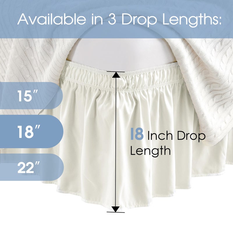 FreshCulture FreshCulture Full Bed Skirt  Elastic Wrap Around Bed Skirt Full Bed  Easy Fit with 18-Inch Tailored Drop  Hotel Quality Dust Ruffle for Full Size Bed  Bed Skirt Full Size (Cream)  - Image 3