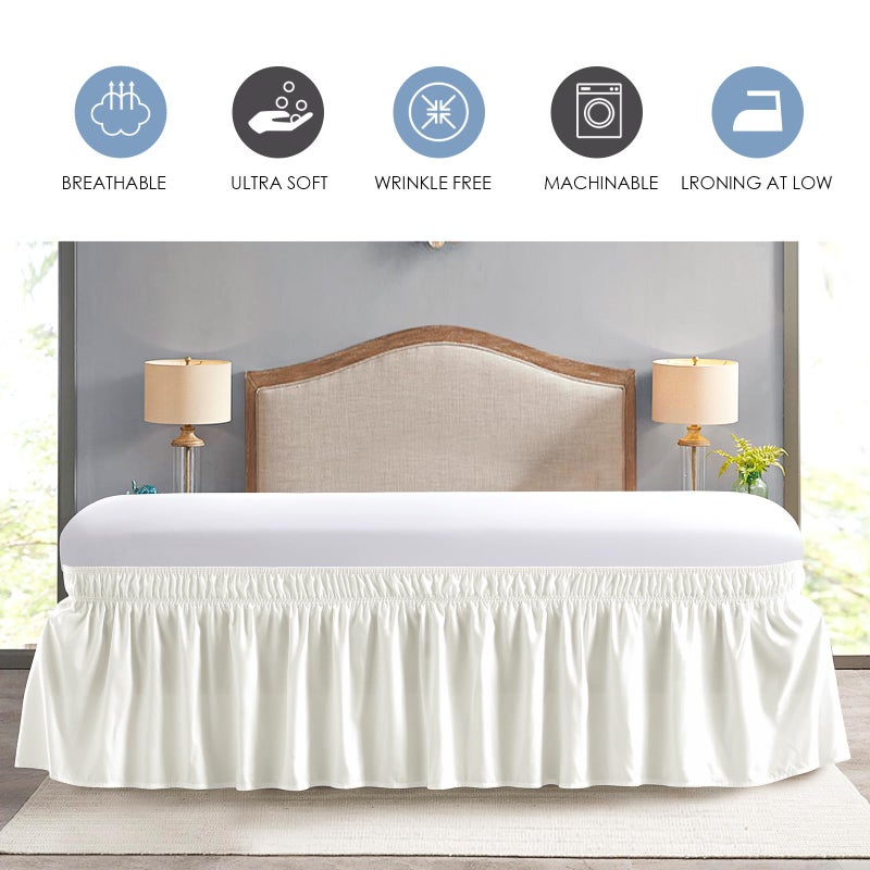 FreshCulture FreshCulture Full Bed Skirt  Elastic Wrap Around Bed Skirt Full Bed  Easy Fit with 18-Inch Tailored Drop  Hotel Quality Dust Ruffle for Full Size Bed  Bed Skirt Full Size (Cream)  - Image 5