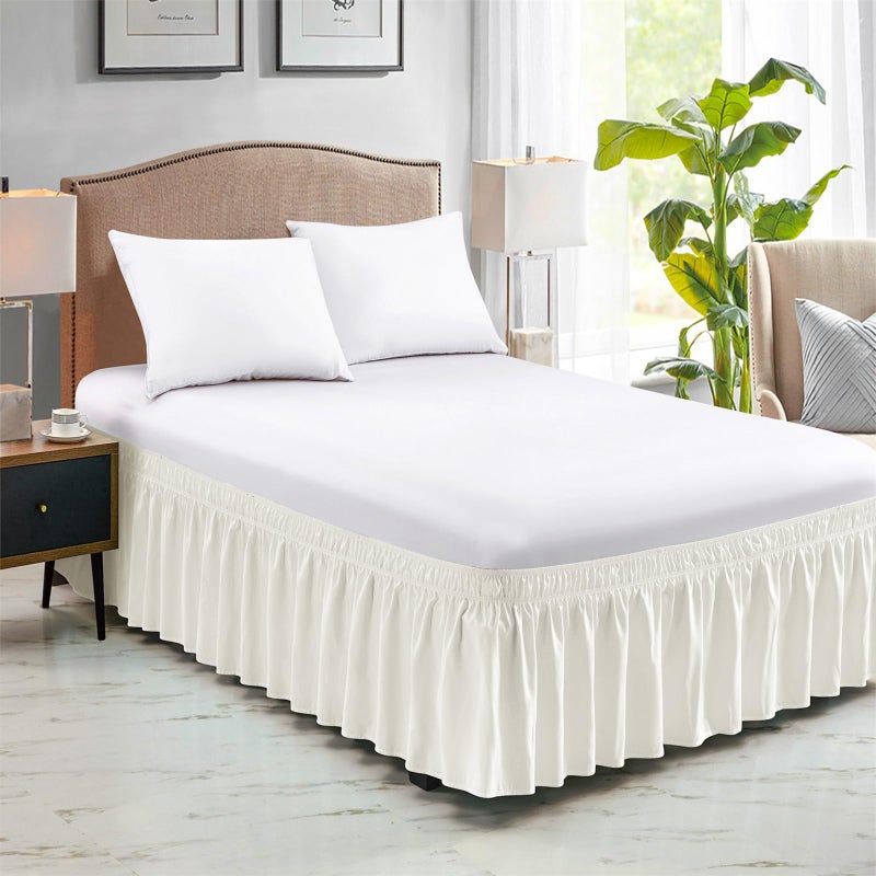 FreshCulture FreshCulture Full Bed Skirt  Elastic Wrap Around Bed Skirt Full Bed  Easy Fit with 18-Inch Tailored Drop  Hotel Quality Dust Ruffle for Full Size Bed  Bed Skirt Full Size (Cream)  - Image 2