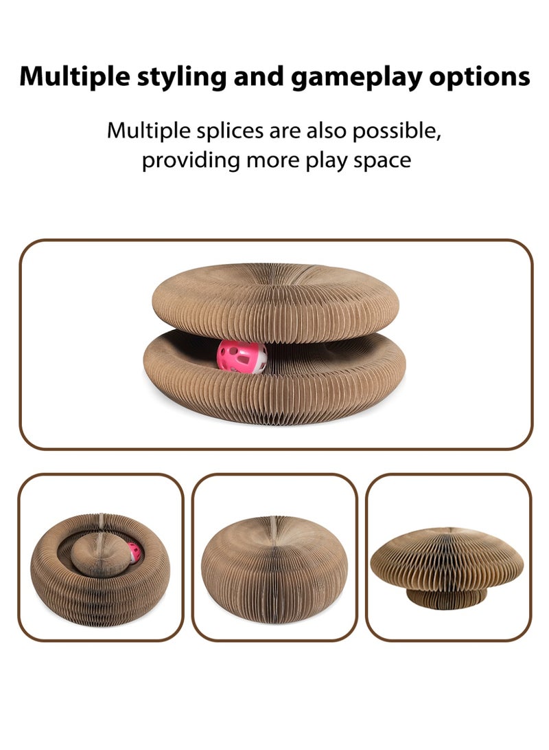 Magic Organ Foldable Cat Scratching Board - Magnetic Closure, Multi-Shape Design with Bell & Glow Balls | Durable Corrugated Cardboard, Space-Saving & Interactive Cat Toy for Indoor Play - Image 4