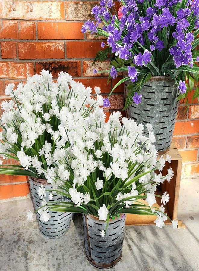 HAPLIA 8 Bundles Artificial Flowers, Fake Artificial Greenery UV Resistant No Fade Faux Plastic Plants for Wedding Bridle Bouquet Indoor Outdoor Home Garden Kitchen Office Table Vase (White) - Image 4