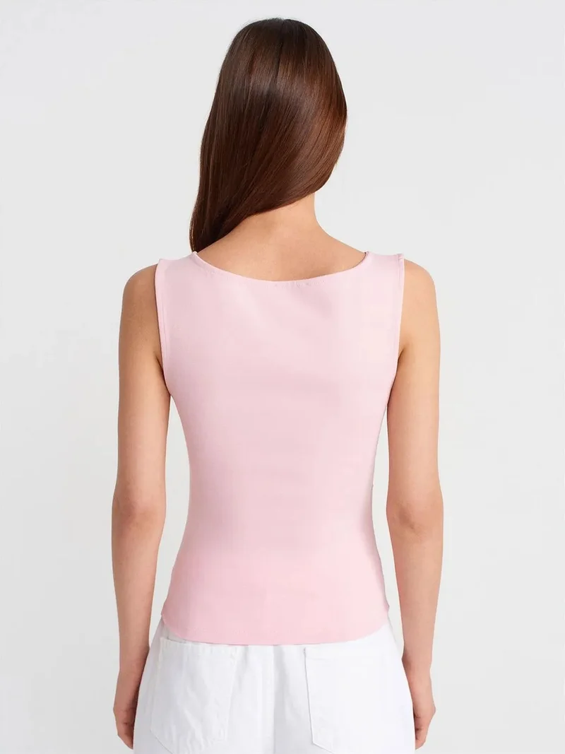 ديلفين Dilvin Sleeveless Boat Neck Jersey Blouse