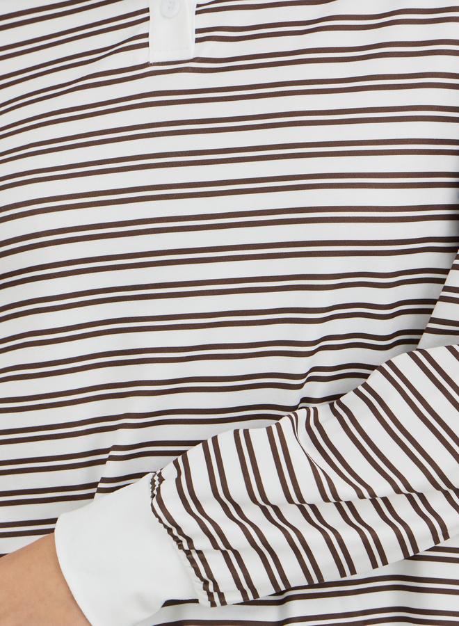 Take Two Brown Striped Oversized Polo T-Shirt - Image 4