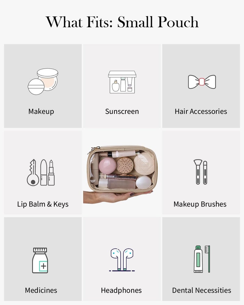 Pocmimut Makeup Bag Small Makeup Pouch Clear Travel Cosmetic Bag Car Accessories Storage For Women Travel Essentials Organizers Apricot - Image 5