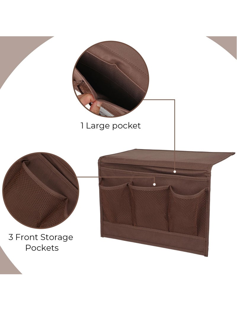KASTWAVE Bedside Storage Organizer,Bedside Storage Bag 4 Pockets, Table Cabinet Storage Organizer Bedside Organizer Caddy for Glasses Books Tablets TV Remote Control - Image 4