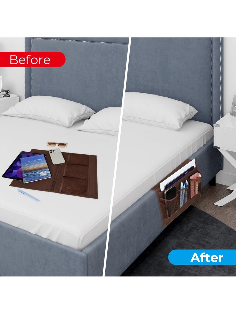 KASTWAVE Bedside Storage Organizer,Bedside Storage Bag 4 Pockets, Table Cabinet Storage Organizer Bedside Organizer Caddy for Glasses Books Tablets TV Remote Control - Image 5