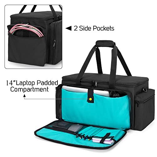 LoDrid Cable File Gig Bag with Detachable Padded Bottom & Dividers, DJ Wire Bag for 14” Laptop, Sound Equipment, DJ Gear, Musician Accessories, Black, Bag Only - Image 3