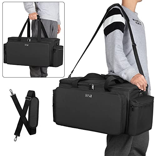 LoDrid Cable File Gig Bag with Detachable Padded Bottom & Dividers, DJ Wire Bag for 14” Laptop, Sound Equipment, DJ Gear, Musician Accessories, Black, Bag Only - Image 5