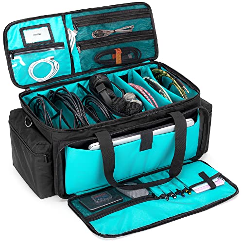 LoDrid Cable File Gig Bag with Detachable Padded Bottom & Dividers, DJ Wire Bag for 14” Laptop, Sound Equipment, DJ Gear, Musician Accessories, Black, Bag Only - Image 1