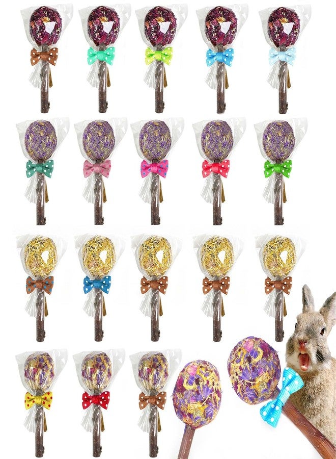 kathson 20PCS Rabbit Timothy Hay Treats Sticks,Interactive Bunny Lollipop Chew Sticks,Natural Guinea Pigs Chewing Treats Molar Teeth Toys for Small Animals,Chinchilla,Hamster,Gerbil - Image 1