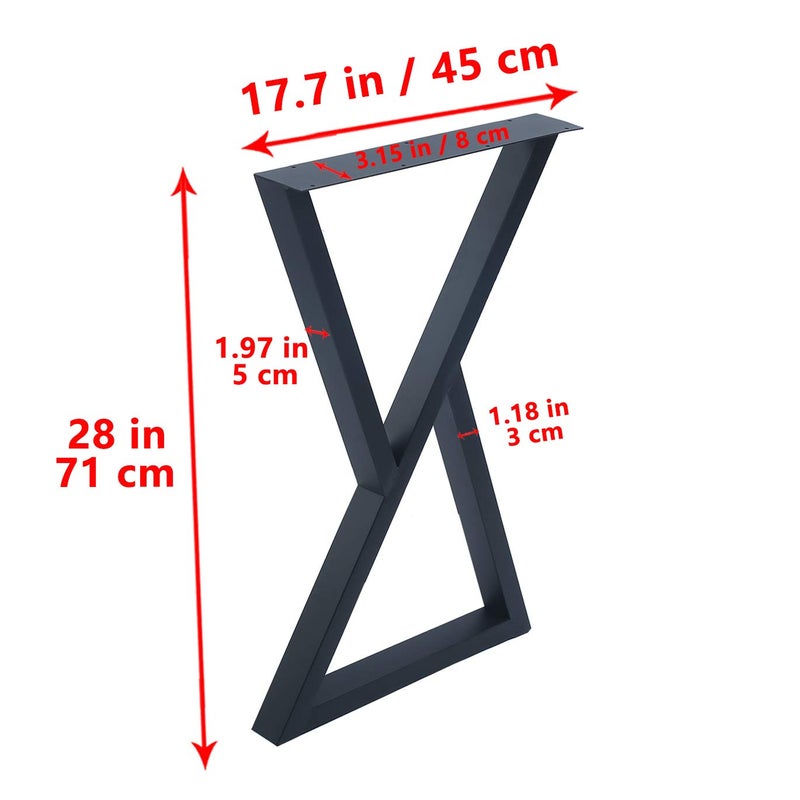 Womio 2Pcs Metal Furniture Legs Rustic Decory Triangle Shape Table LegsDesk LegsHeavy Duty Dining Table LegsIndustrial ModernBlackH28 x L175 inchs - Image 3