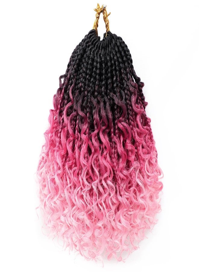 Eerya 8 Packs Boho Box Braids Crochet Hair for Black Women 10 Inch Goddess Box Braids Pre-looped Bohemian With Curly Ends Synthetic Crochet Hair Extensions (10 inch, T1B/Rose/Pink) - Image 1