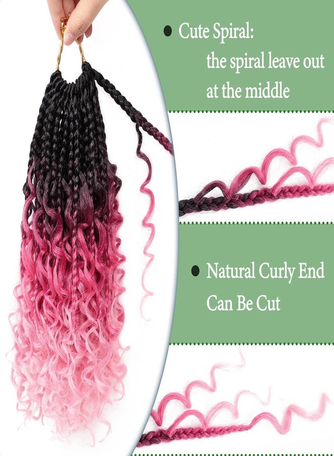Eerya 8 Packs Boho Box Braids Crochet Hair for Black Women 10 Inch Goddess Box Braids Pre-looped Bohemian With Curly Ends Synthetic Crochet Hair Extensions (10 inch, T1B/Rose/Pink) - Image 4