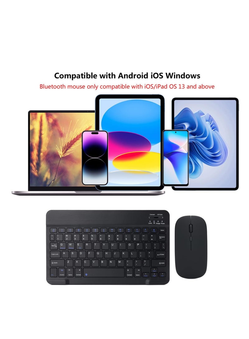 ELTRAZONE ELTERAZONE Rechargeable Bluetooth Keyboard and Mouse Combo Ultra-Slim Portable Compact Wireless Mouse Keyboard Set Android Tablet Cell Phone iPhone iPad Pro Air Mini, iPad OS/iOS 13 and above (Black) - Image 2