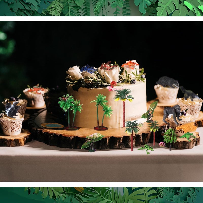 Sratte 26 Pcs Rainforest Animals Figures Playset Include Jungle Animals Figures Model Trees Rain Forest Diorama Project Supplies for Cake Topper Toddlers Gift Birthday Party DecorTray Not Included - Image 4