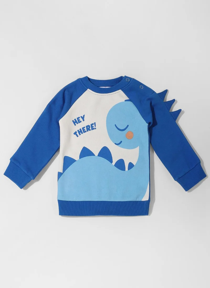 نوتيناتي Nautinati Printed Raglan Sleeves Sweatshirt For Baby Boys