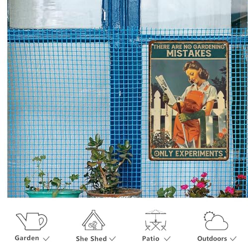 GJXFTPTTBD Metal Garden Tin Sign There Are No Gardening Mistakes Funny Gardening Sign for Yard Patio Greenhouse Farmhouse Wall Art Gift 12x8 Inch - Image 5