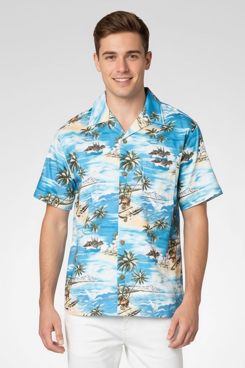 Replay Men Regular Fit Allover Print Short Sleeve Casual Shirt, Multicolor - Image 1