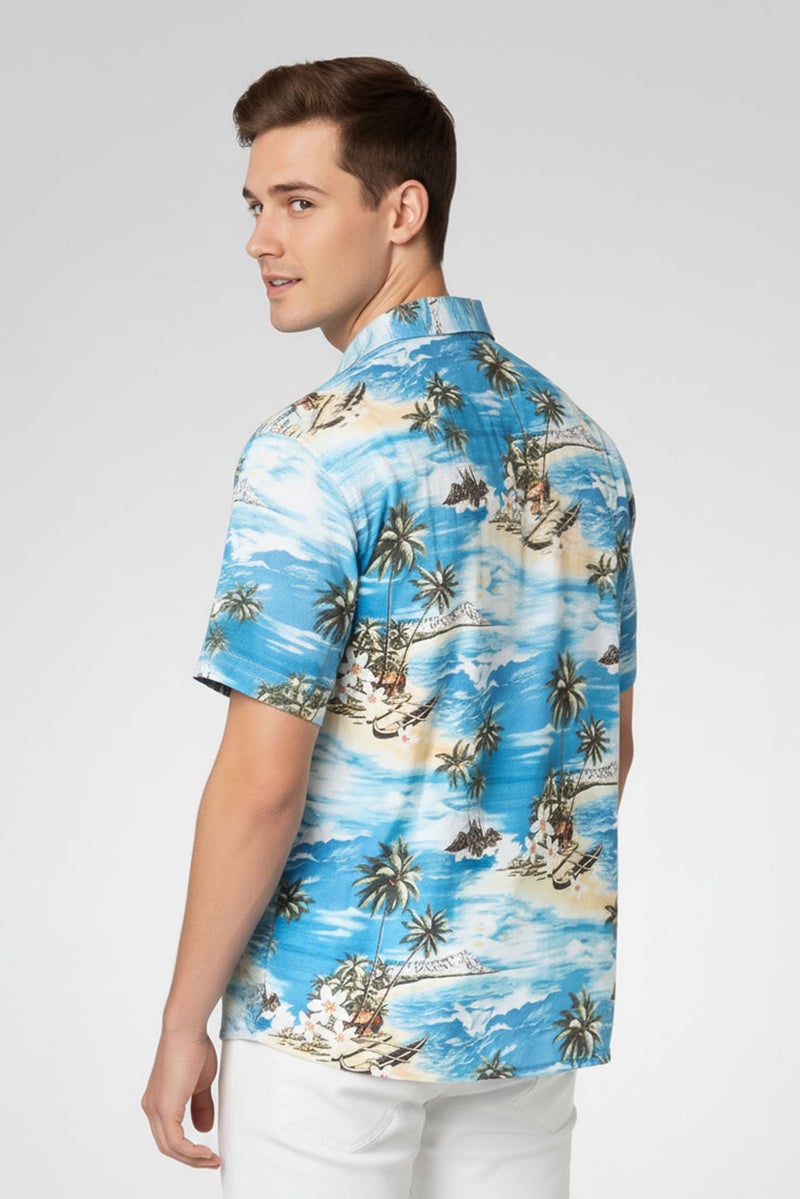 Replay Men Regular Fit Allover Print Short Sleeve Casual Shirt, Multicolor - Image 3