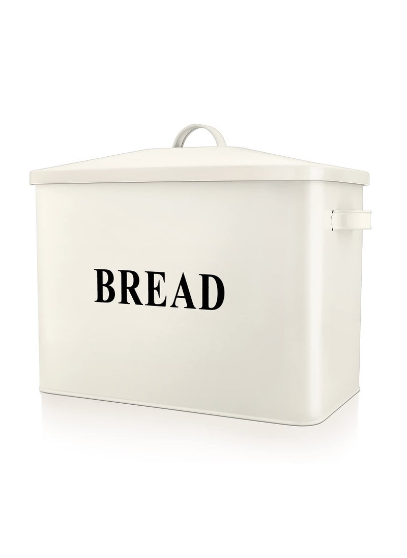 P&P CHEF PP CHEF Extra Large Bread Box with Lid Metal Bread Storage Container for Farmhouse Kitchen Countertop 131 X 1181 X 72 Inches for Holding 2 Loaves Indoor  Outdoor Use Cream 