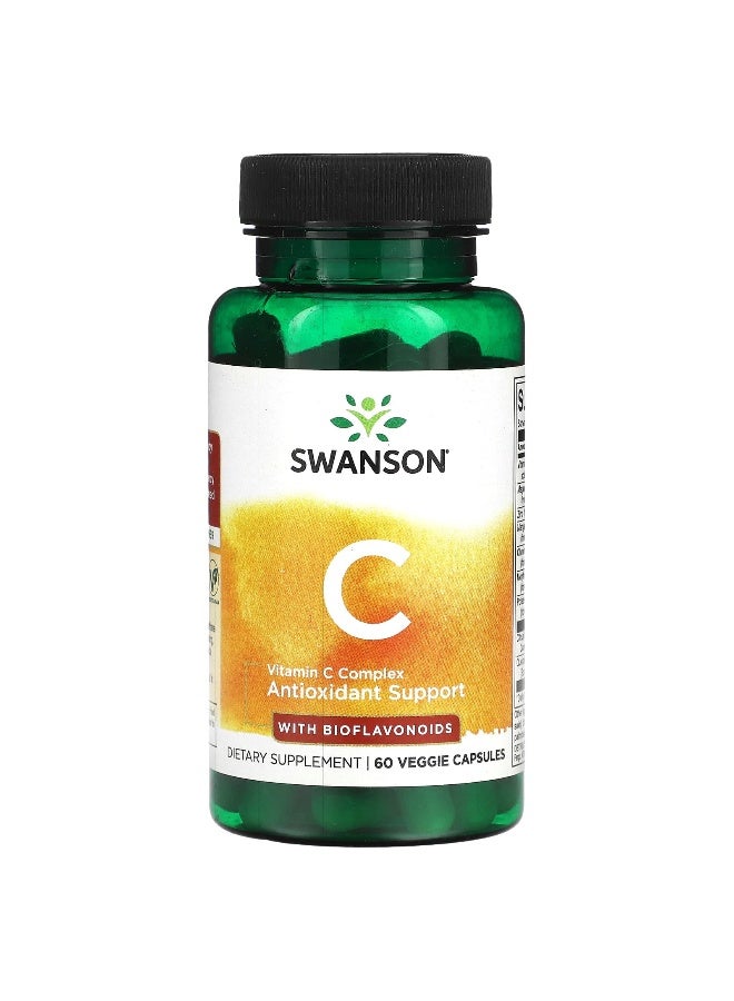 SWANSON سوانسون، مركب فيتامين سي مع البيوفلافونويد، 60 كبسولة نباتية - Image 1