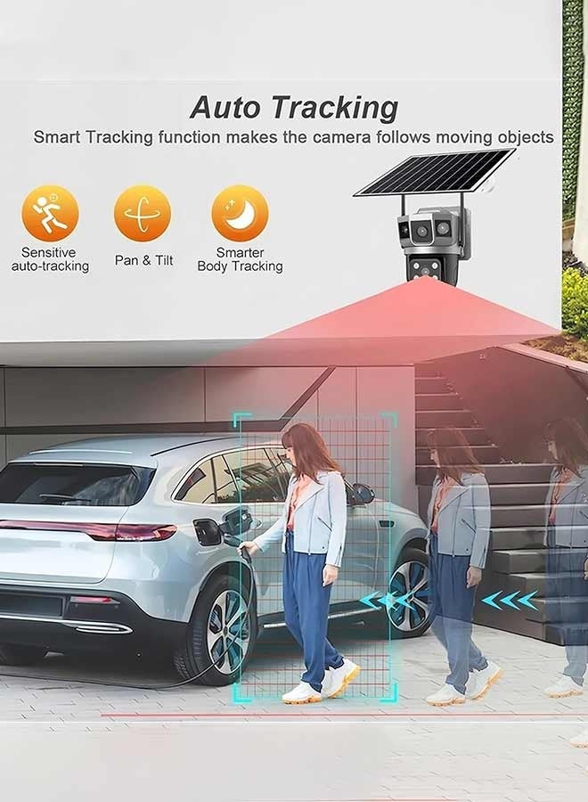 IqwiCam 4G Solar Camera with 64GB SD Card, Dual-Lens Solar Security Camera Wireless Outdoor, Battery Powered PTZ Camera for Home Security, Color Night Vision, 2-Way Audio, PIR Motion Detection, Humanoid Auto Tracking  - Image 4