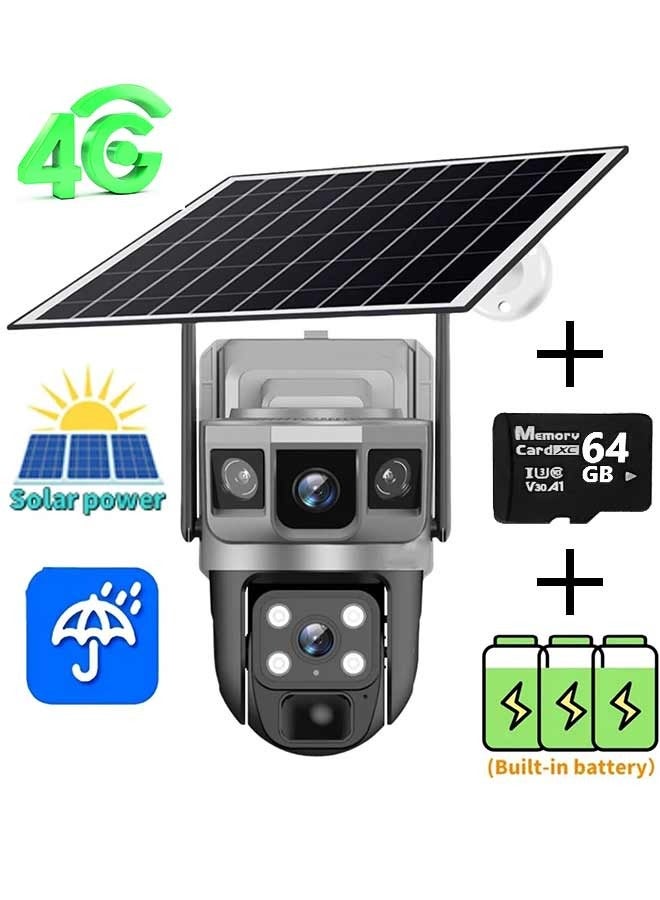 IqwiCam 4G Solar Camera with 64GB SD Card, Dual-Lens Solar Security Camera Wireless Outdoor, Battery Powered PTZ Camera for Home Security, Color Night Vision, 2-Way Audio, PIR Motion Detection, Humanoid Auto Tracking  - Image 1