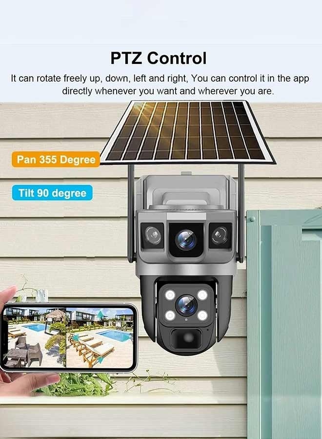 IqwiCam 4G Solar Camera with 64GB SD Card, Dual-Lens Solar Security Camera Wireless Outdoor, Battery Powered PTZ Camera for Home Security, Color Night Vision, 2-Way Audio, PIR Motion Detection, Humanoid Auto Tracking  - Image 2