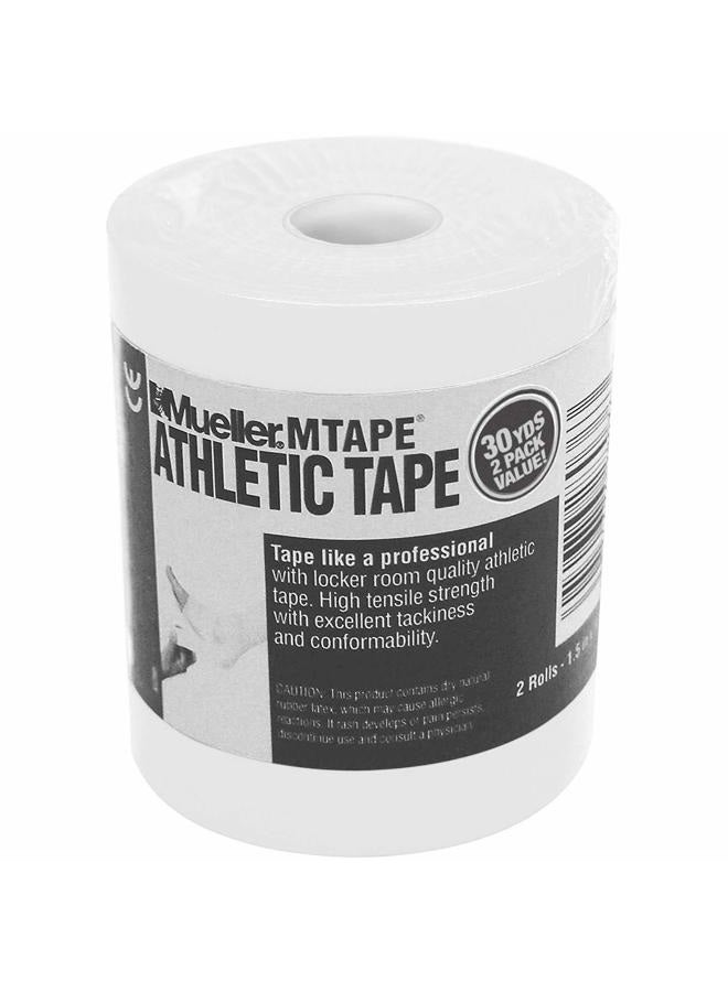 Mueller Athletic Tape, 1.5" x 15yd Roll, White, 2 Pack - Image 1