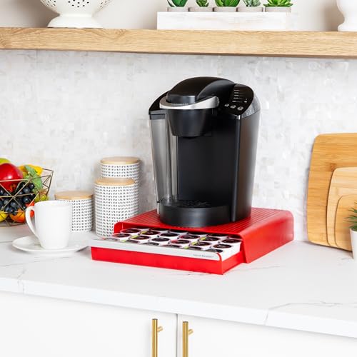 Mind Reader Single Serve Coffee Pod Drawer, 36 Pod Capacity, Countertop Organizer, 13.25"L x 12.75"W x 2.75"H, Red - Image 2