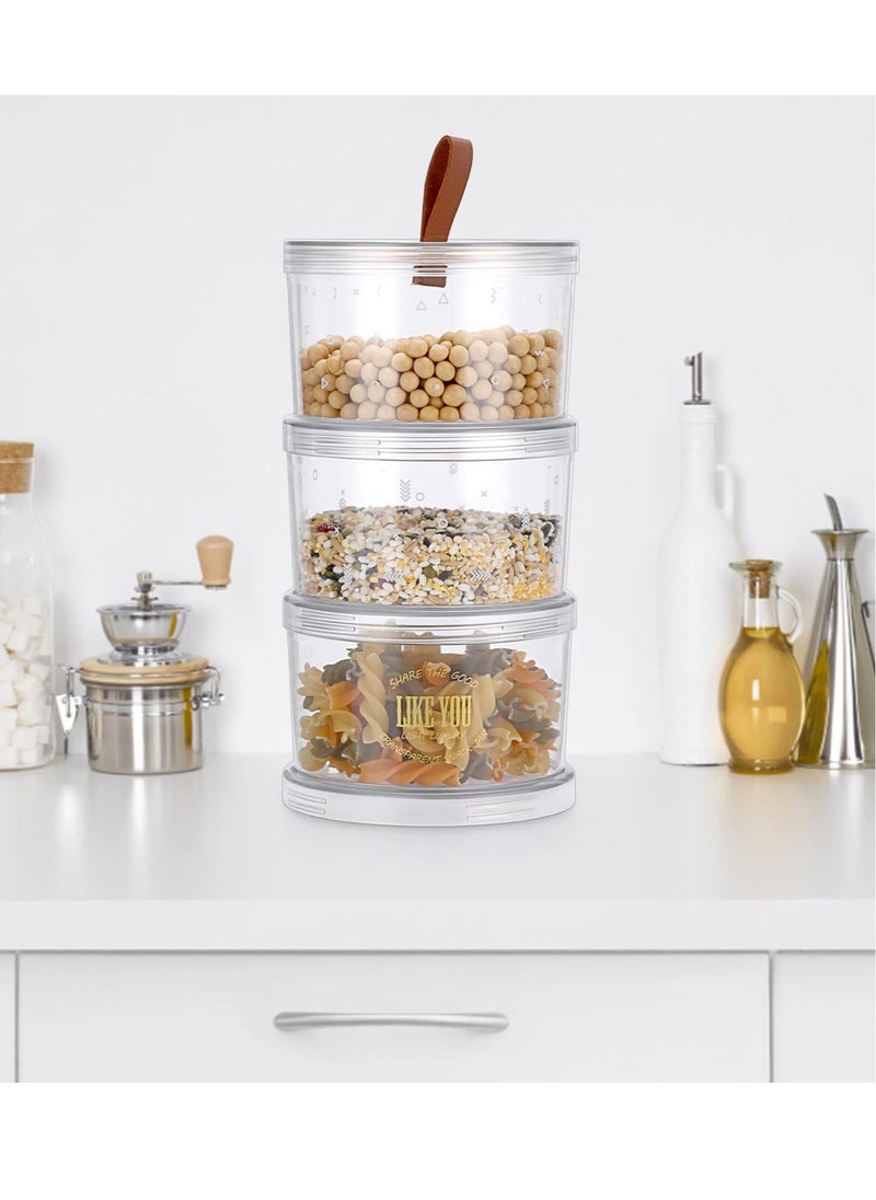 Generic - Decorative Round Storage Jars with Lids, 3 Tier Clear Stackable Snack Containers Candy Jar Bathroom Canister with Lid Candy Jar Biscuit Box Containers for Cookie, Dry Foods, Nuts, Coffee Bean - Image 1