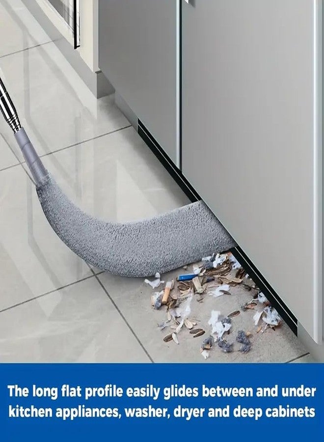 Boolavard Retractable Crevice Duster with 2 Microfibre Cloths, Long Handle, 60 Inch Washable Retractable Brush for Cleaning Under Appliances, Furniture, Sofas and Refrigerators - Image 2