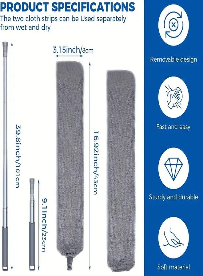 Boolavard Retractable Crevice Duster with 2 Microfibre Cloths, Long Handle, 60 Inch Washable Retractable Brush for Cleaning Under Appliances, Furniture, Sofas and Refrigerators - Image 3