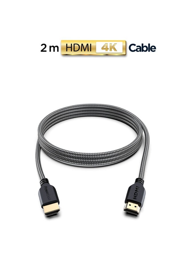 PowerBear 4K HDMI Cable 2 M | High Speed, Braided Nylon & Gold Connectors, 4K @ 60Hz, Ultra HD, 2K, 1080P, ARC & CL3 Rated | for Laptop, Monitor, PS5, PS4, Xbox One, Fire TV, Apple TV PC - Image 2