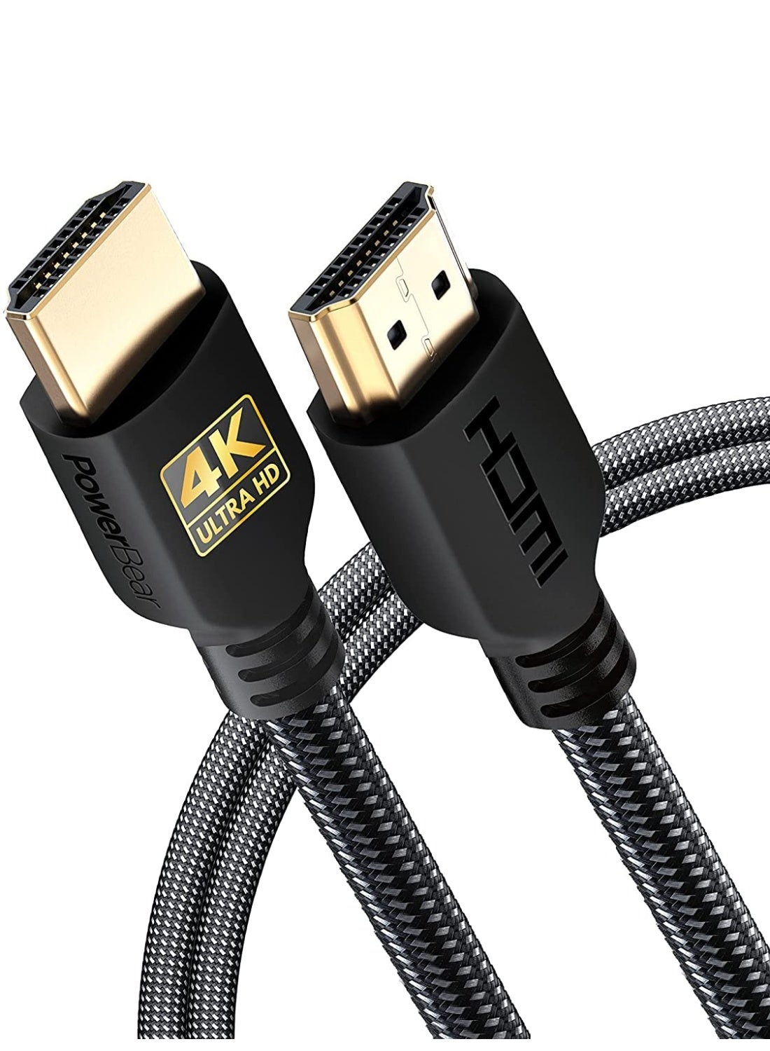PowerBear 4K HDMI Cable 2 M | High Speed, Braided Nylon & Gold Connectors, 4K @ 60Hz, Ultra HD, 2K, 1080P, ARC & CL3 Rated | for Laptop, Monitor, PS5, PS4, Xbox One, Fire TV, Apple TV PC