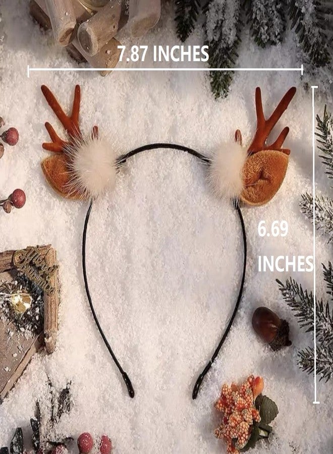 Huachi Reindeer Antlers Headband Halloween Headbands for Women Girls Deer Antlers Ears Headband - Image 3