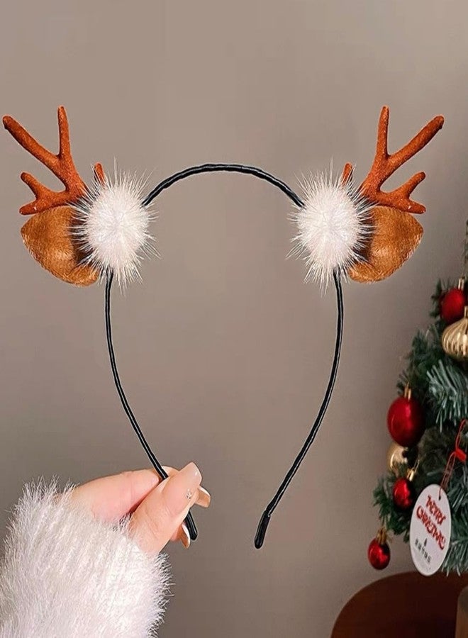 Huachi Reindeer Antlers Headband Halloween Headbands for Women Girls Deer Antlers Ears Headband - Image 1