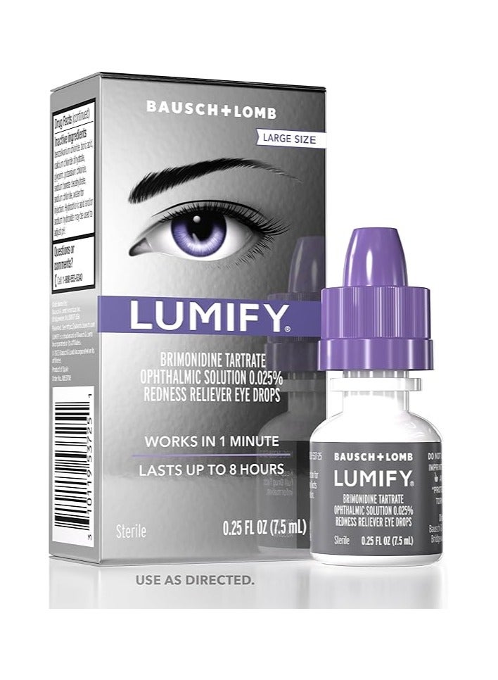 Bausch + Lomb Lumify Redness Reliever Eye Drops - Clinically Proven Redness Relief, 0.25 fl oz (7.5 mL) - Image 1